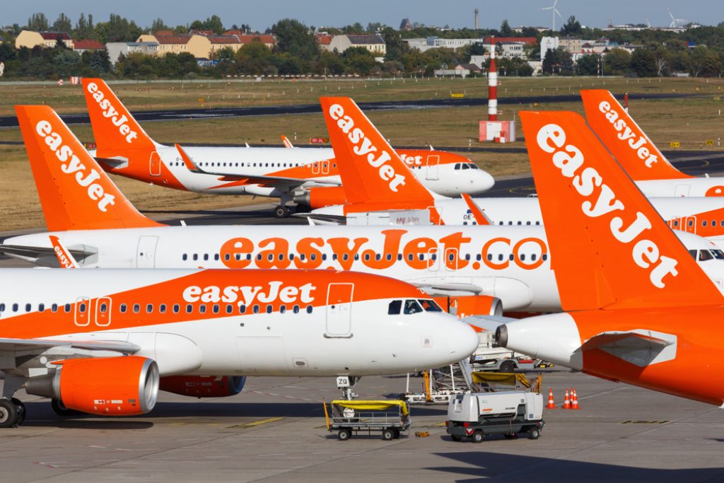 A photo of easyjet planes as it was included in a list of businesses who did not pay minimum wage
