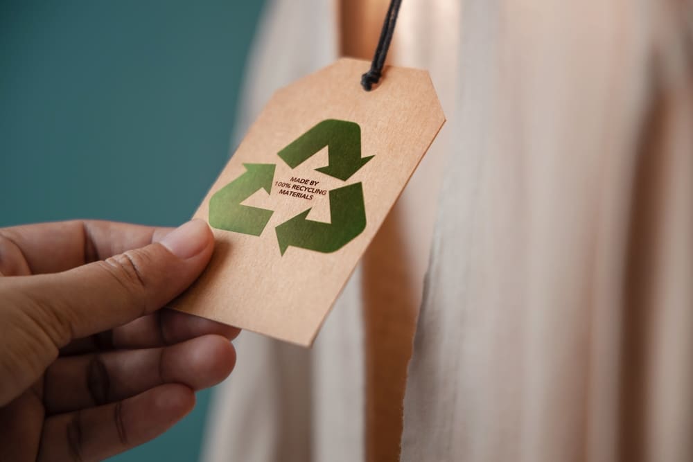 an image of a recycling label on an item of clothing to denote a story about green claims