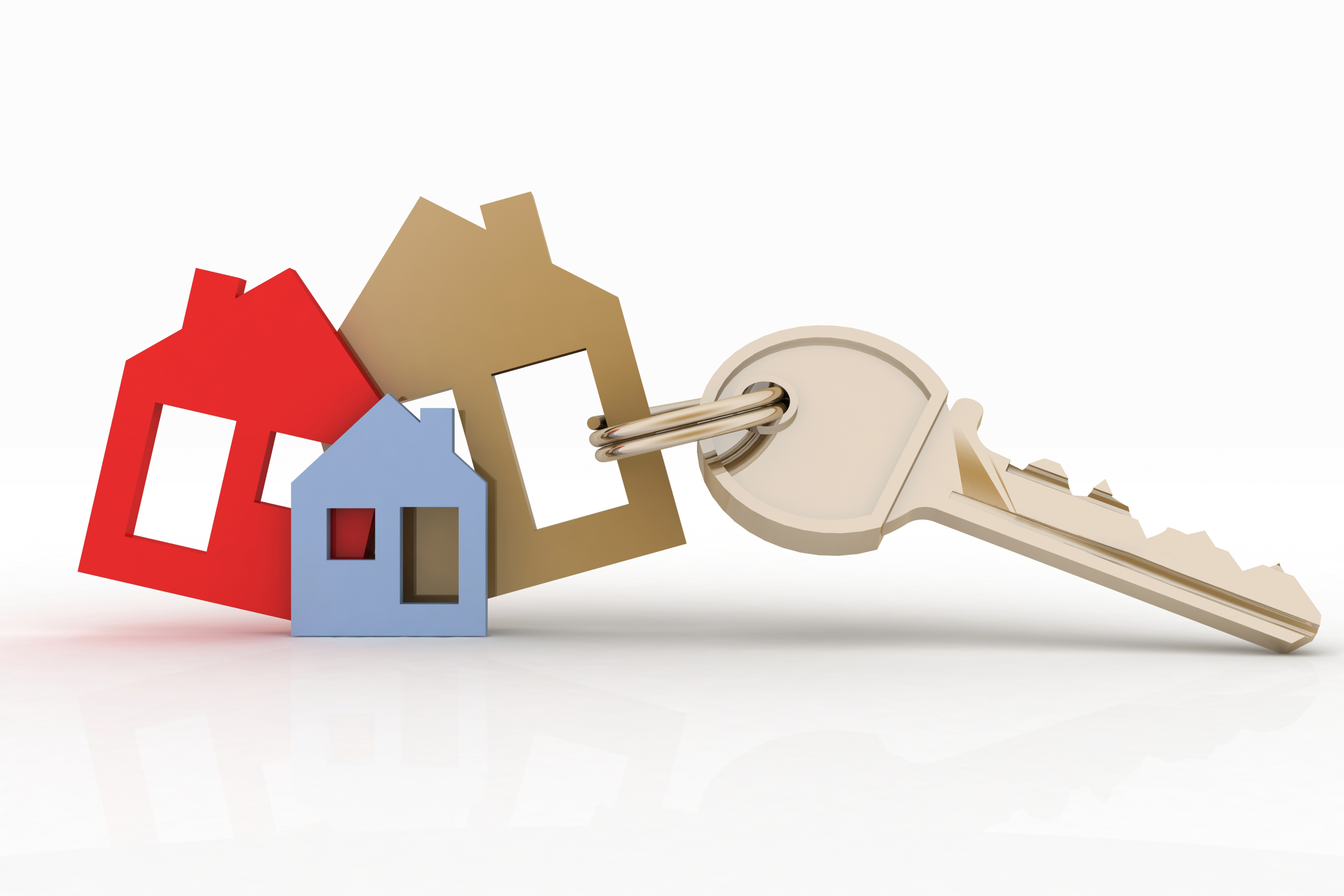 Продать жилплощадь. Домик с ключами. Недвижимость. Ипотечное кредитование. Ключи от квартиры.